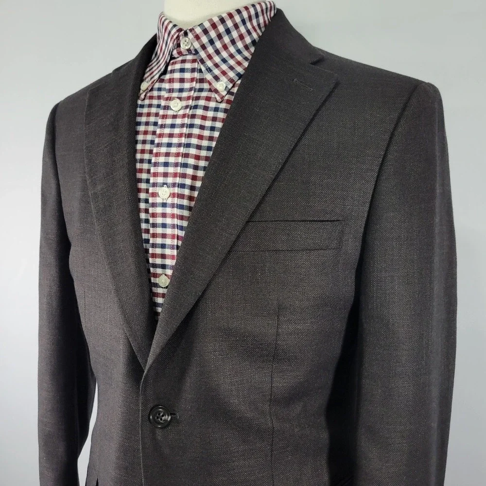 Tommy‎ Hilfiger Men's Sport Coat Blazer Two Button Dark Brown Poly Blend 40R